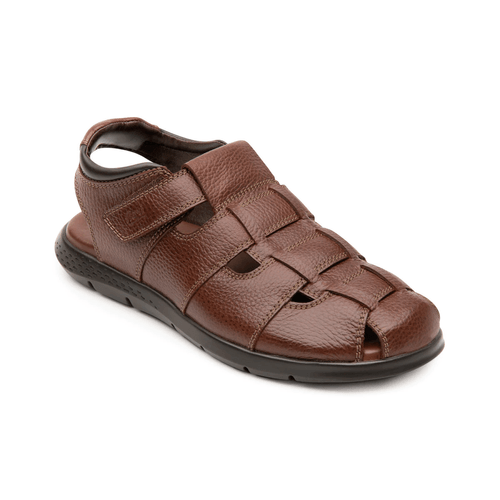 sandalia con ajuste de piel flexi para hombre con recovery form400015 caoba