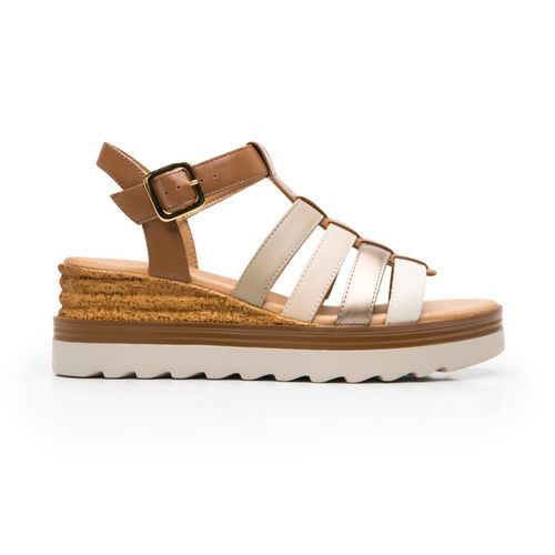 sandalia flexi para mujer 127707 arena multicolor